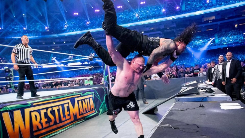 WM34 Roman Reigns Brock Lesnar