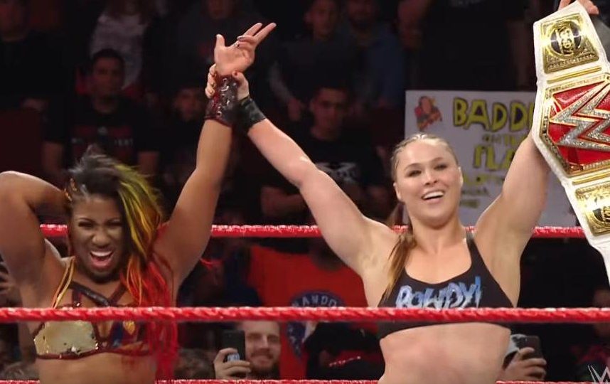 Ronda Rousey and Ember Moon in WWE