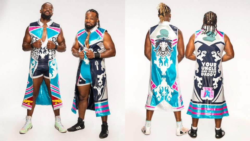 Kofi Kingston and Xavier Woods show off their Big E tribute gear