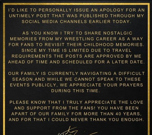 Ted DiBiase Twitter statement