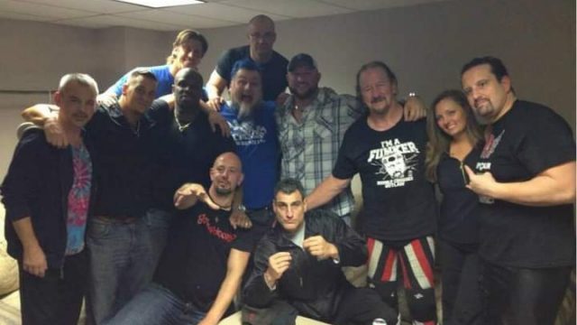 The Blue Meanie and Terry Funk locker room photograph