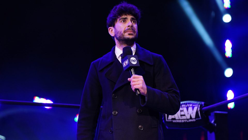 Tony Khan speaking at the AEW Dynamite Brodie Lee Tribute Show