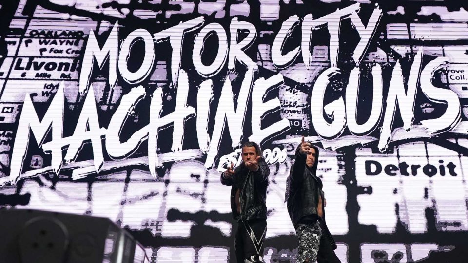 Alex Shelley and Chris Sabin making their entrance as the Motor City Machine Guns in TNA