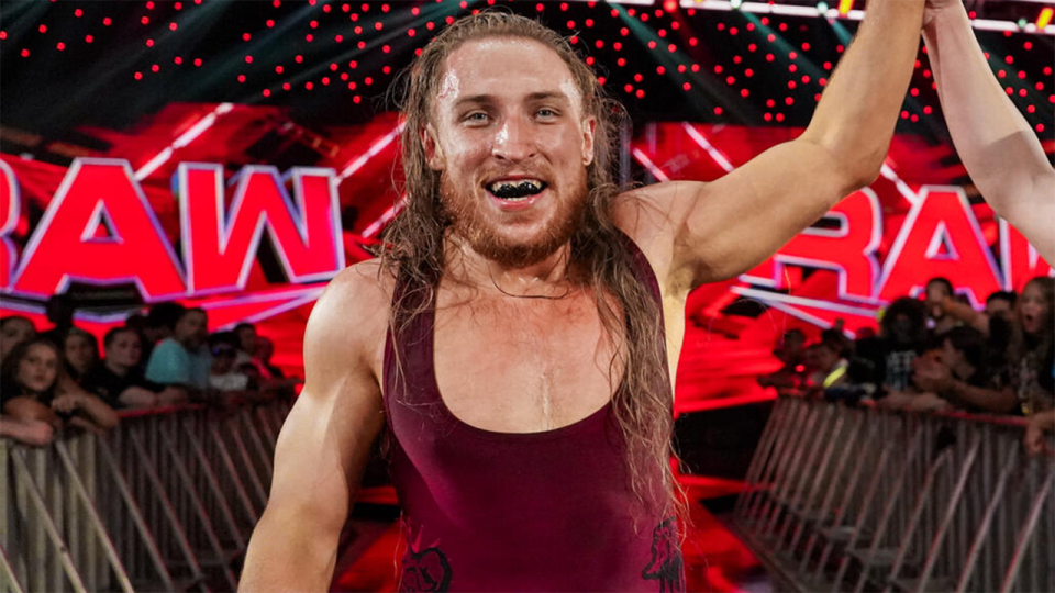 Pete Dunne celebrating after getting a win on a 2024 episode of WWE Raw