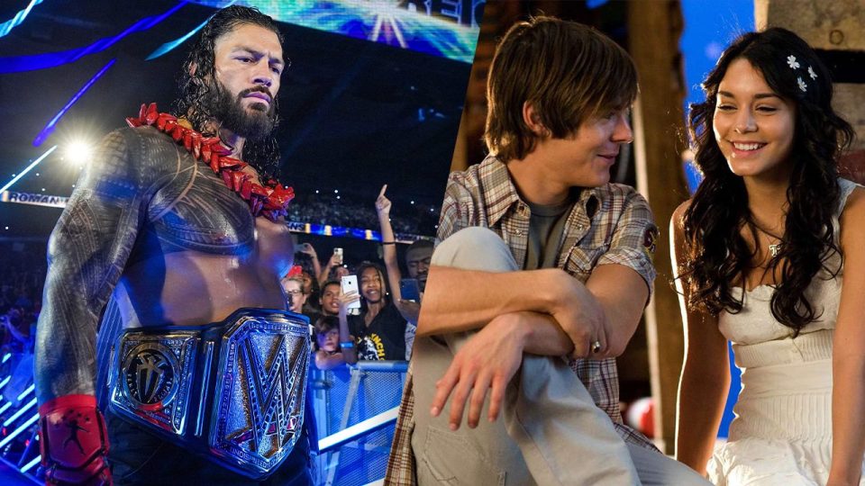 Roman Reigns (left) and Zack Efron and Vanessa Hudgens (right)