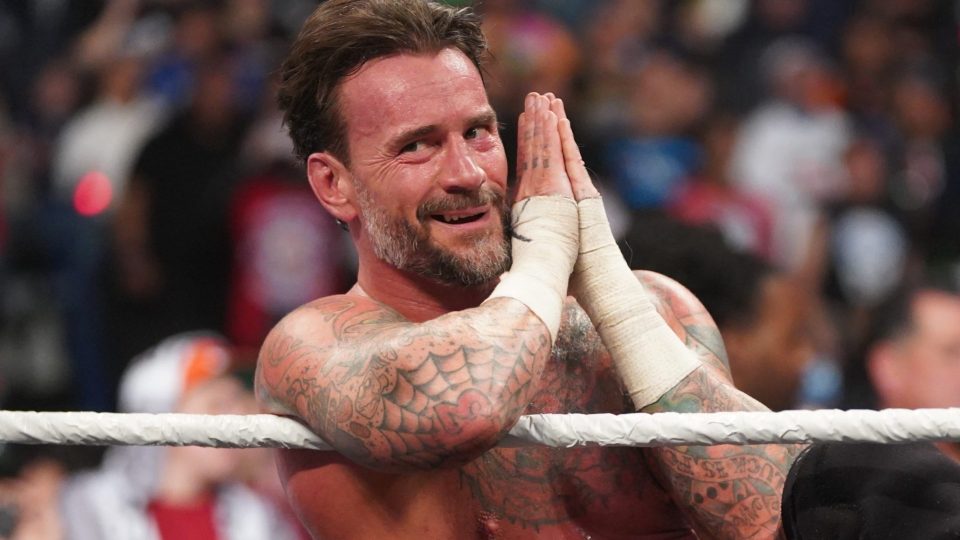 CM Punk posing on ring ropes on WWE Raw