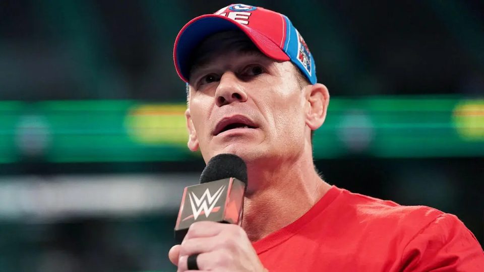 John Cena on the mic at WWE Money In The Bank