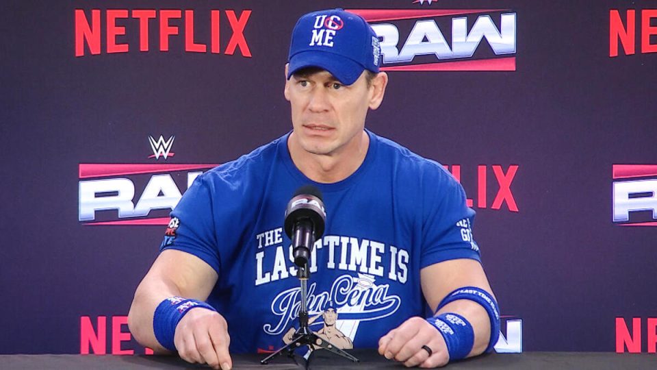 John Cena speaking at WWE Raw on Netflix press conference