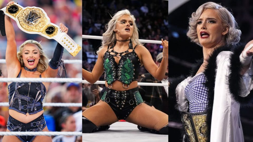 WWE stars Liv Morgan and Mariah May with AEW star Toni Storm
