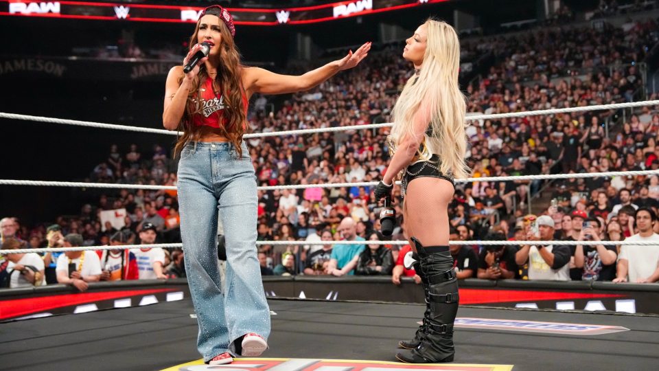 Nikki Bella and Liv Morgan have heated words in the ring on WWE RAW