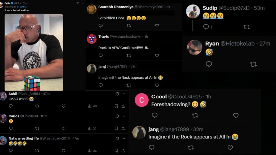 AEW fans react to The Rock's poster being in between Jon Moxley and Adam Page at All In