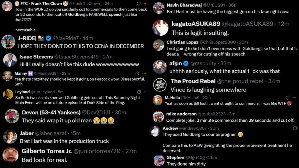 Fans react to Goldberg's farewell speech being cut off