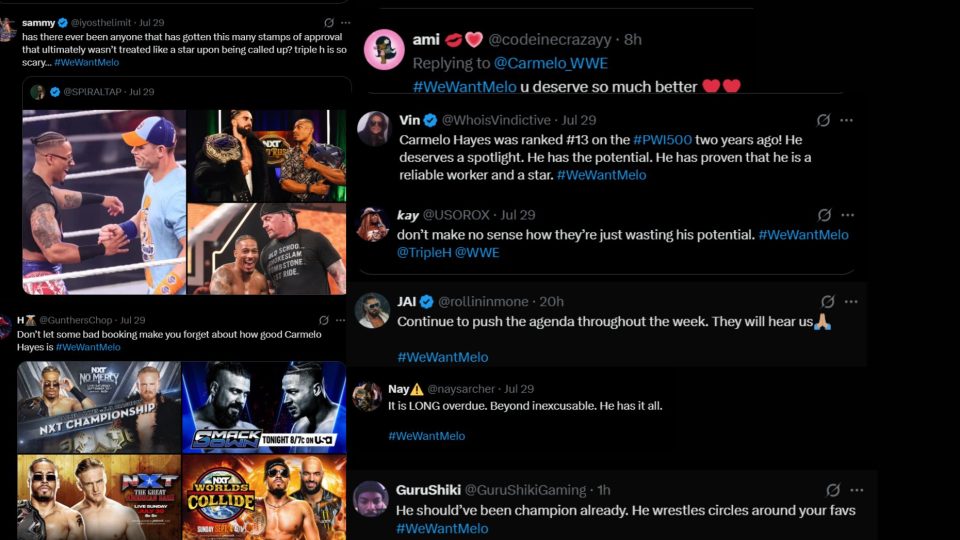 WWE fans want Carmelo Hayes on weekly television