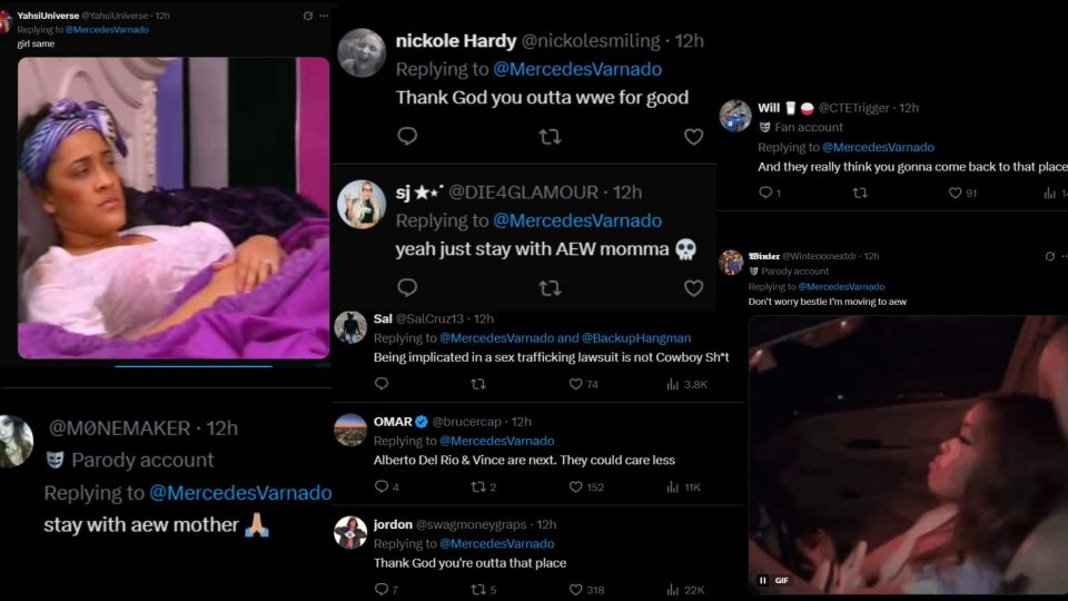 Fans of AEW star Mercedes Mone reacts to her seemingly reacting to Brock Lesnar's WWE return
