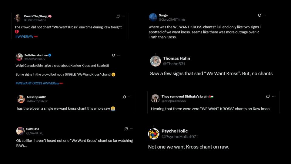 Fan reactions to no 'We Want Kross' chants on WWE RAW