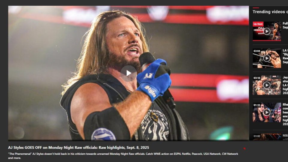 AJ Styles' segment from RAW on WWE.com